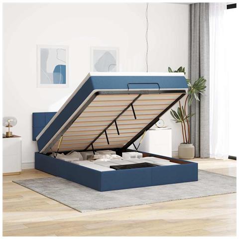 Pouf Letto con Materasso e LED Blu 140x190 cm - Foto 2