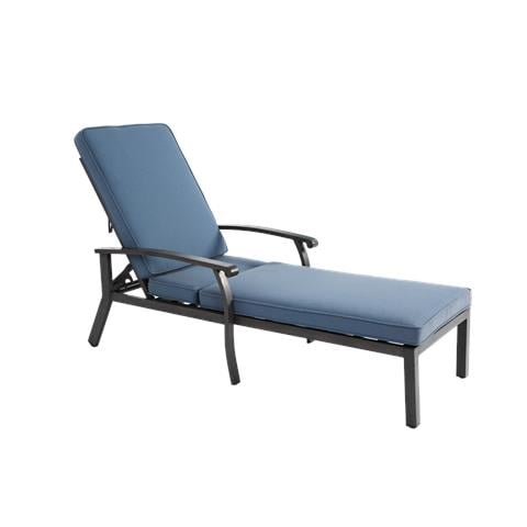 Mobili Da Salotto Con Chaise Longue, Con Cuscino In Cotone Impermeabile Blu, Alluminio Antiruggine Reclinabile Regolabile (1 Pz) - Foto 4