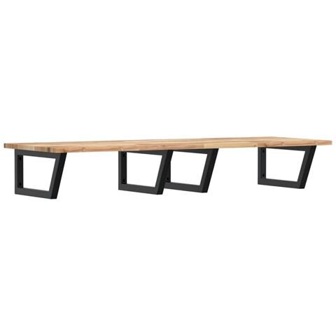 Ripiano A Parete Per Lavabo In Acciaio E Massello Di Acacia - Foto 1