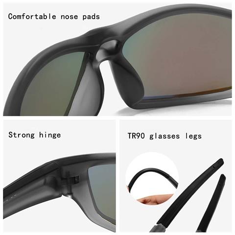 Occhiali Da Sole Sportivi Per Ciclismo Compatibili Con Tr90 E Tac, Polarizzati Con Protezione Uv400 Per Uomo E Donna Black - Foto 2