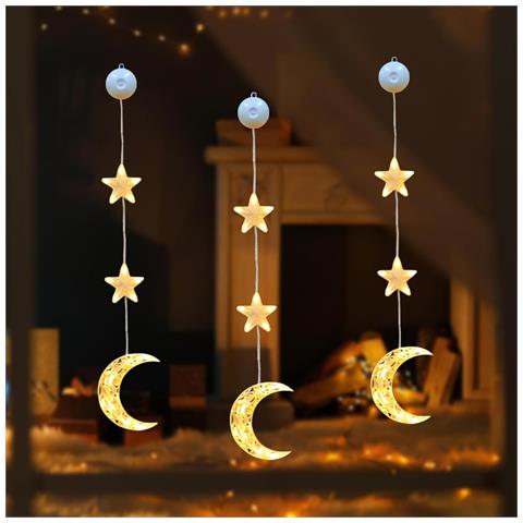 Decorazioni Natalizie Luminose Con Ventose Stelle E Luna Led - Foto 1