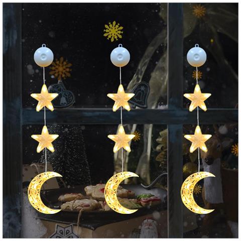 Decorazioni Natalizie Luminose Con Ventose Stelle E Luna Led - Foto 2