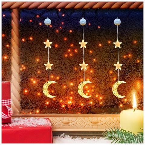 Decorazioni Natalizie Luminose Con Ventose Stelle E Luna Led - Foto 6