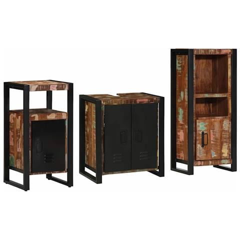 Set di mobili per il bagno 3 pcs Legno massello riciclato - Foto 1
