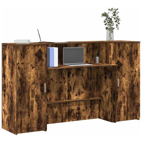Banco Reception Rovere Fumo 180x50x103,5cm in Legno Multistrato - Foto 2