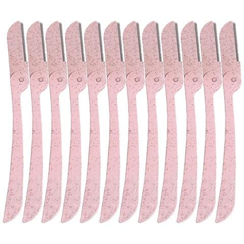 12 Rasoio Per Sopracciglia Rosa In Paglia Di Grano - Pieghevole E Portatile Per La Rimozione Dei Peli Del Viso - Foto 1