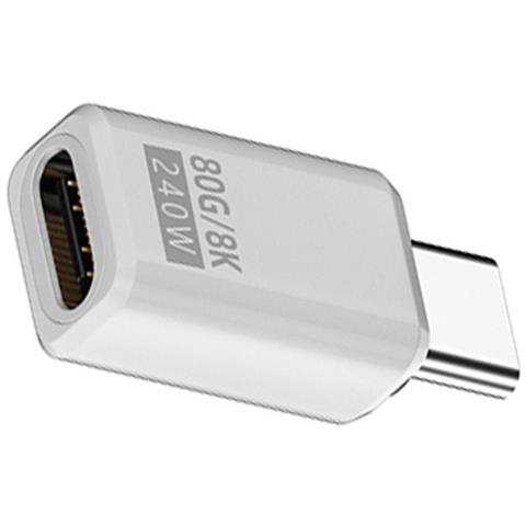 Adattatore Usb-c Femmina A Maschio 240w 80gbps - Connettore Dritto (confezione Da 2) White - Foto 2