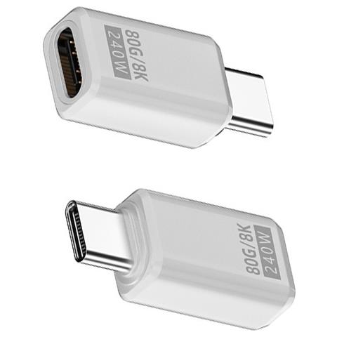 Adattatore Usb-c Femmina A Maschio 240w 80gbps - Connettore Dritto (confezione Da 2) White - Foto 1
