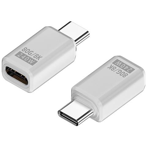 Adattatore Usb-c Femmina A Maschio 240w 80gbps - Connettore Dritto (confezione Da 2) White - Foto 3