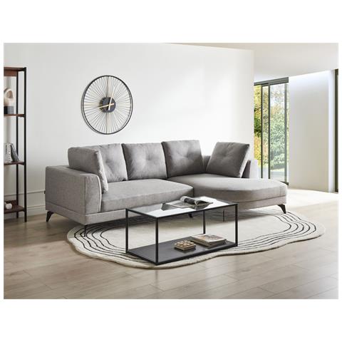 Divano Angolare 3 Posti Marum Lino Sintetico Grigio Lato Sinistro - Foto 1