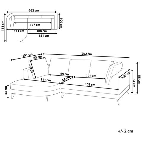 Divano Angolare 3 Posti Marum Lino Sintetico Grigio Lato Sinistro - Foto 7
