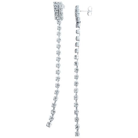 Orecchini Sw A Doppia Fila, Lunghi 9,5 Cm, In Argento 10 Micron - Foto 1