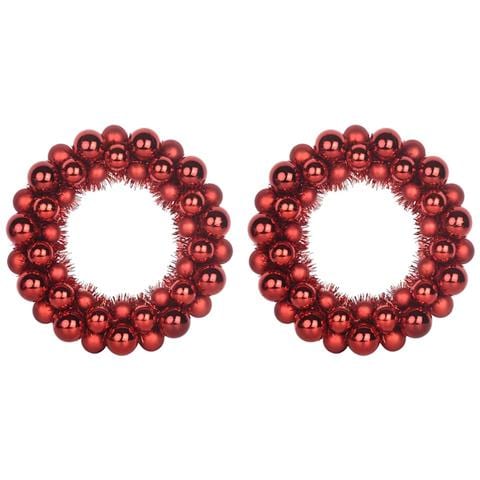 Corone di Palline di Natale 2 pcs Rosso 33 x 33 x 7 cm - Foto 1