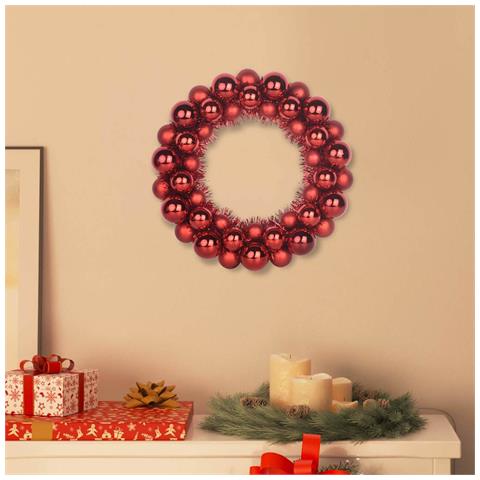Corone di Palline di Natale 2 pcs Rosso 33 x 33 x 7 cm - Foto 2