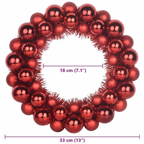 Corone di Palline di Natale 2 pcs Rosso 33 x 33 x 7 cm - Foto 8