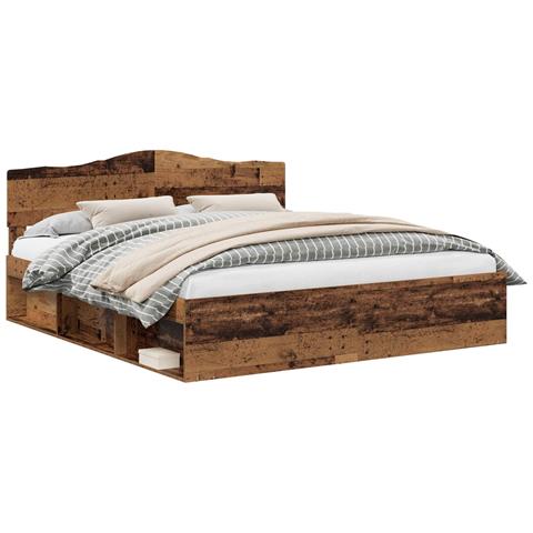 Struttura del letto Legno vecchio 200 x 200 cm Pino massello - Foto 1