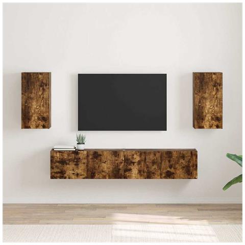 Mobile TV da parete 2 pcs Rovere fumé 30 x 31 x 60 cm - Foto 2