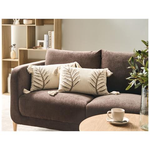 Set Di 2 Cuscini Pometia Cotone 30 X 50 Cm Beige Trama Floreale - Foto 1