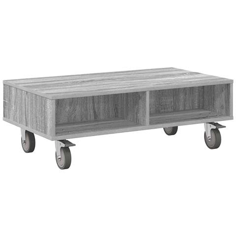 Tavolino con Ruote Grigio Sonoma 90 x 50 x 30 cm - Foto 1