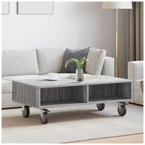 Tavolino con Ruote Grigio Sonoma 90 x 50 x 30 cm - Foto 2