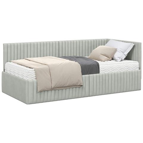 Struttura Letto Angolare con Materasso 2 pcs Grigio chiaro - Foto 1