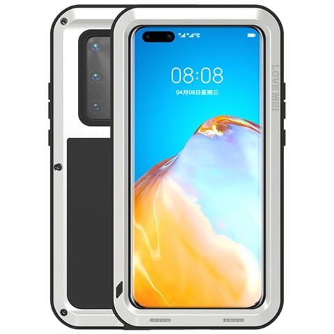 Cover per P40 Pro - Silicone+Metallo, Argento, Antiurto - Foto 1