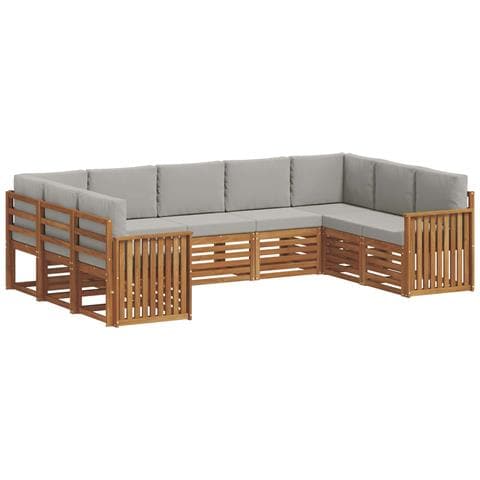 Set divani con cuscino 9 pcs Grigio Naturale e Chiaro - Foto 1