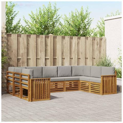 Set divani con cuscino 9 pcs Grigio Naturale e Chiaro - Foto 2