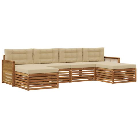 Set divani con cuscino 6 pcs Legno di Acacia Massello - Foto 1