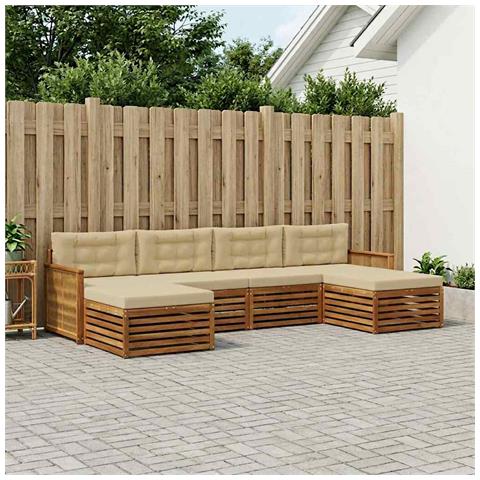 Set divani con cuscino 6 pcs Legno di Acacia Massello - Foto 2