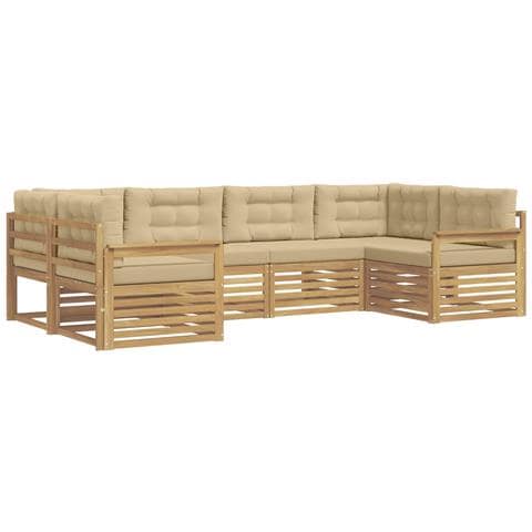 Set di divani da esterno con cuscino 6 pcs Bianco e Beige - Foto 1