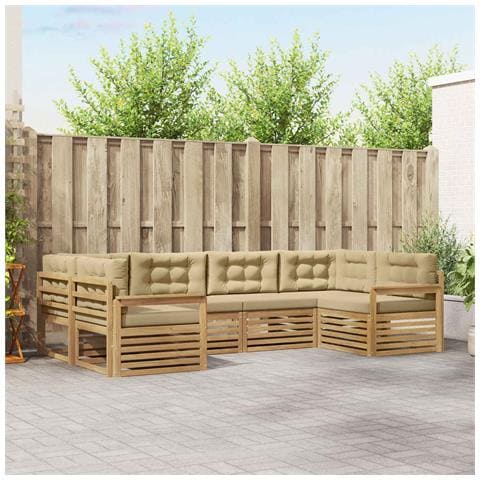 Set di divani da esterno con cuscino 6 pcs Bianco e Beige - Foto 2