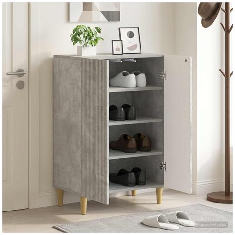 Mobile per scarpe ARNHEM 59,5 x 39,5 x 90 cm Grigio Cemento - Foto 2