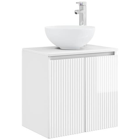 Set di mobili per il bagno 3 pz Bianco Lucido - Foto 2