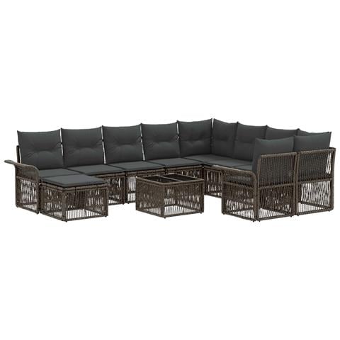 Set Divano da Giardino 11 pz Grigio polyrattan - Foto 1