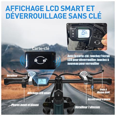 Bici Elettrica da 26 Pollici, Motore da 250W, Batteria 36V 13Ah e Cambio a 21 Marce Blu - Foto 8