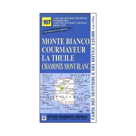 Carta n. 107 Monte Bianco, Courmayeur, Chamonix, la Thuile 1:25.000. Carta dei sentieri e dei rifugi. Serie monti - Foto 1