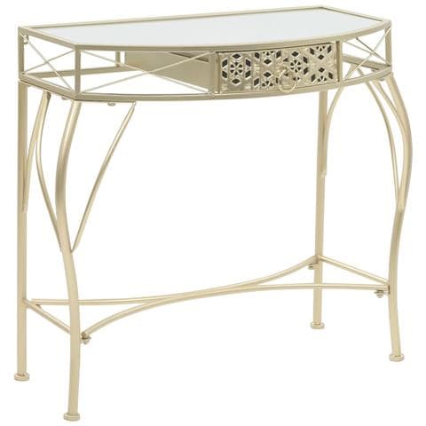 Tavolino Laterale In Stile Francese In Metallo 82x39x76 Cm Oro - Foto 1
