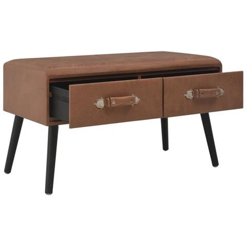 Tavolino Da Caffè Marrone Scuro 80x40x46 Cm In Similpelle - Foto 2