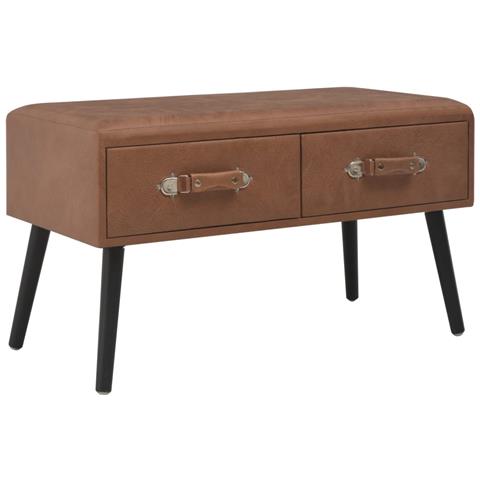 Tavolino Da Caffè Marrone Scuro 80x40x46 Cm In Similpelle - Foto 1