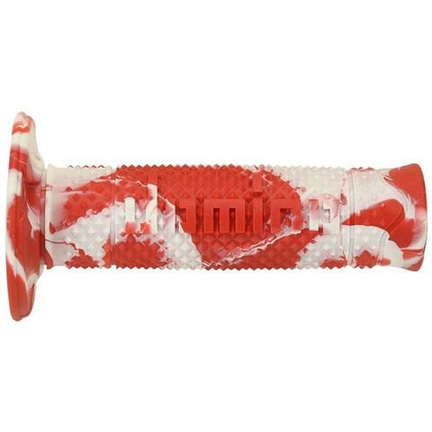 Coppia Manopole Modello Snake Bicolore Rosso / Bianco In Gomma Per Moto Off Road Cross / Enduro Lunghezza: 120 Mm Accessori: 97.5595.04-00 Codice Prodotto A26041c93a7-0 - Foto 1