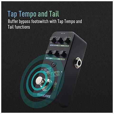 Di Sonic Ambiente Multi Mode Tap Tempo Delay E Reverb Effetti Chitarra Basso Pedale - Foto 4