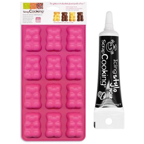 Stampi Orsetto Marshmallow-cioccolato + Penna Per Glassa Nera - Foto 1