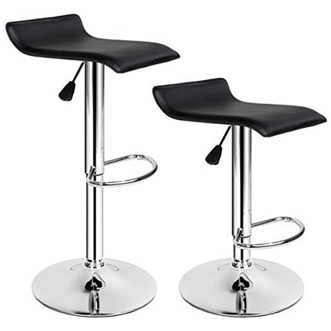 Sgabello Da Bar Regolabile E Girevole - Design Moderno, Seduta In Similpelle, Altezza 73-86 Cm, Cromato