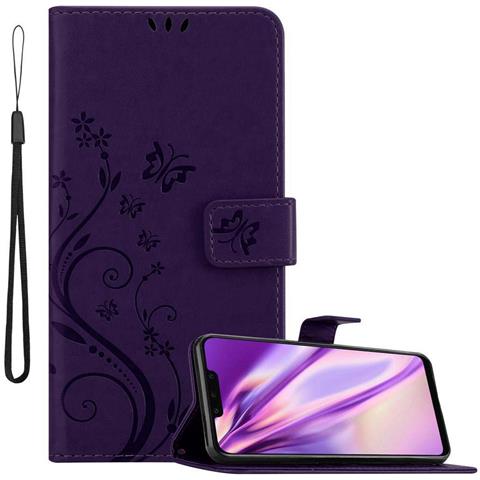 Custodia Compatibile Con Huawei Mate 20 Lite In Lilla Scuro Fiore - Coperchio Protettivo In Design Floreale Con Chiusura Magnetica, Funzione Stand E Slot Per Carte - Foto 1
