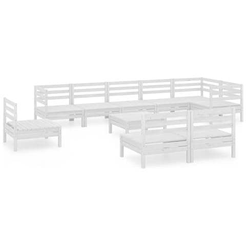 Set Divani Da Giardino 10 Pz In Legno Massello Di Pino Bianco - Foto 1