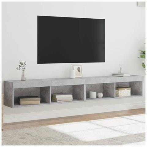 Mobili Tv Con Luci Led 2pz Grigio Cemento 100x30x30 Cm - Foto 1