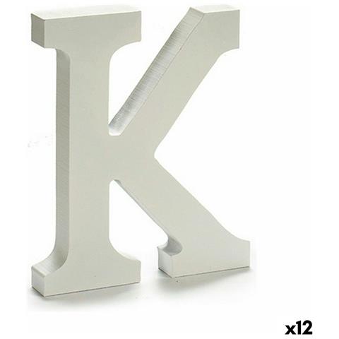 Lettera K Legno Bianco (1,8 X 21 X 17 Cm) (12 Unità) - Foto 1