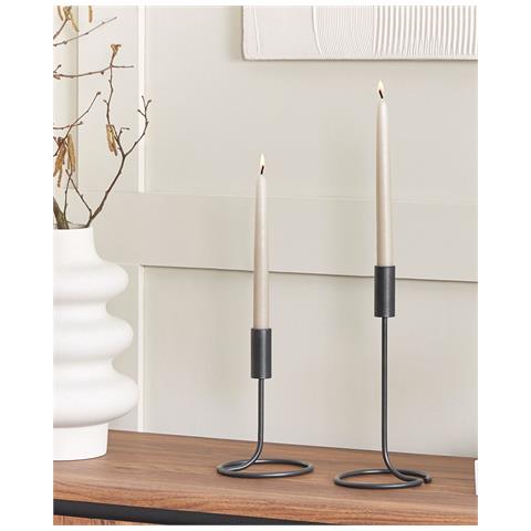 Set Di 2 Portacandele Bunyu Metallo 19/28 Cm Nero - Foto 1