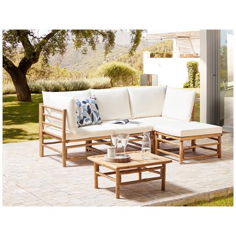 Modulo Da Giardino Angolare In Bambù Bianco Sporco Cerreto - Foto 1